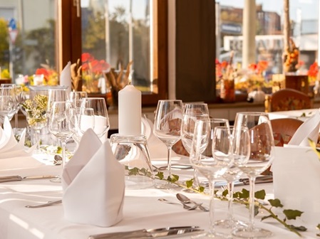 Restaurant with festively set table