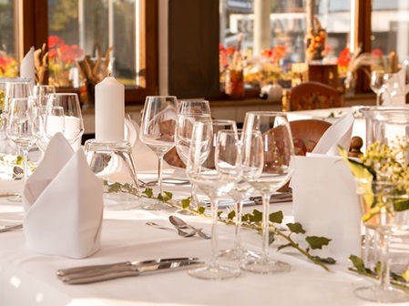 Restaurant with festively set table