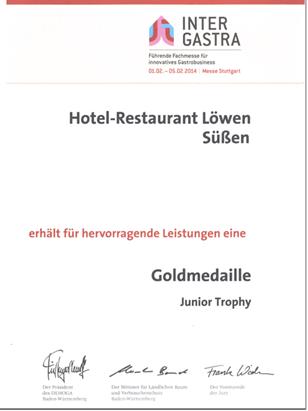 INTER GASTRA Führende Fachmesse für innovatives Gastrobusiness Goldmedaille