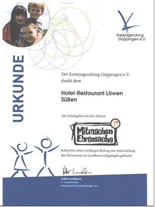 URKUNDE Kreisjugendring Göppingen e.V.